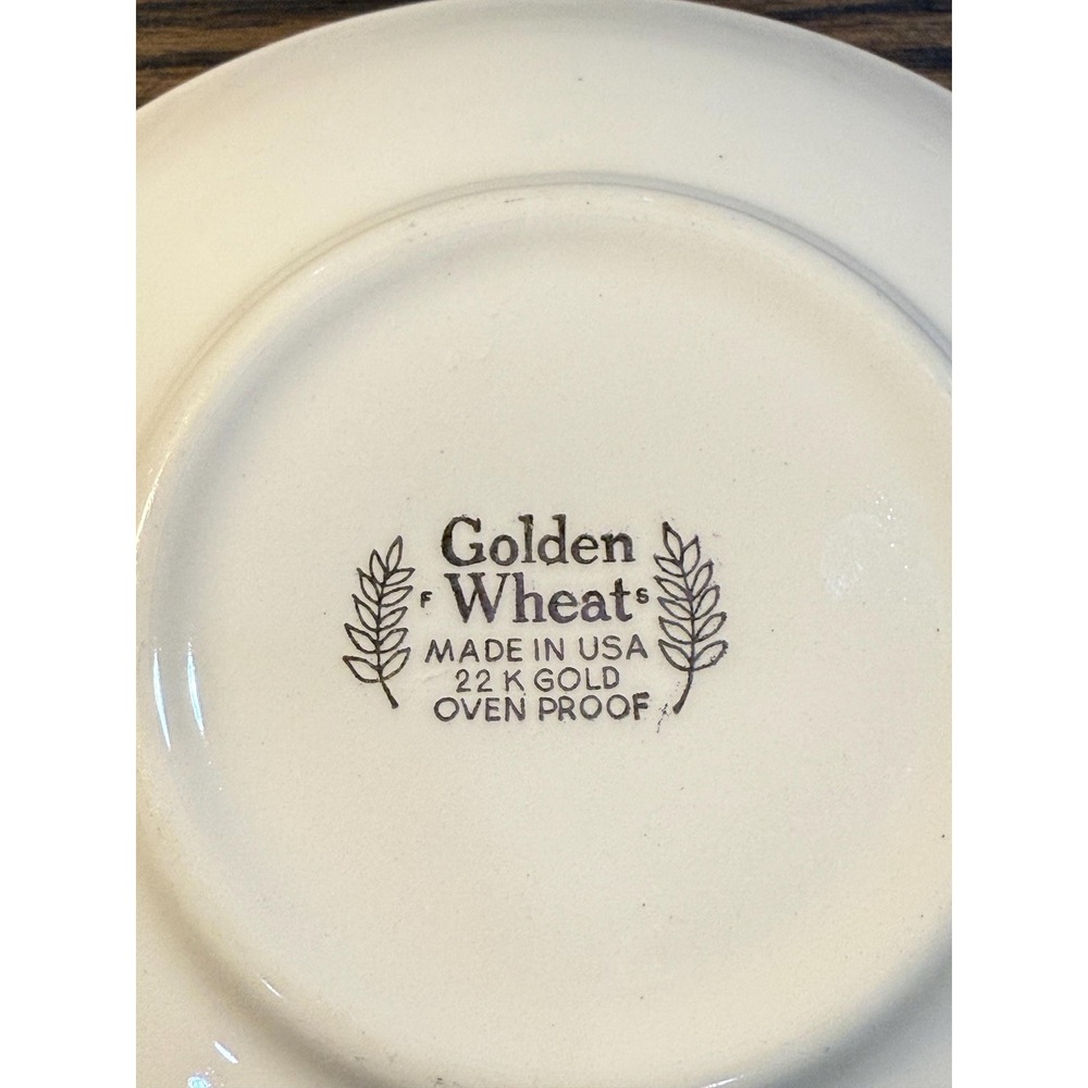 Vintage Golden Wheat Trinket Dish: 22k Gold Trim, Made in USA - Picture 8 of 11